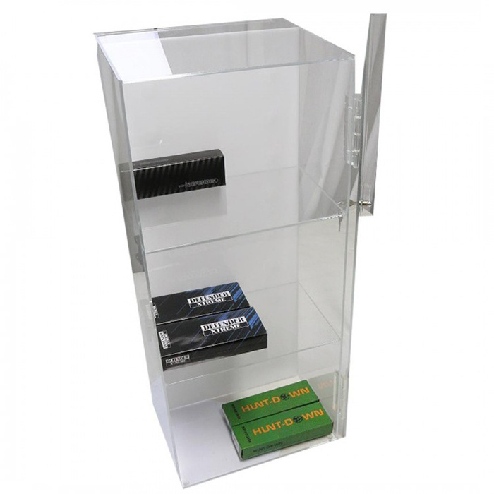 5mm Thick Clear Counter Display Acrylic Cabinet Flat Shelves Locking Slant Front Security Knife Acrylic Display Case