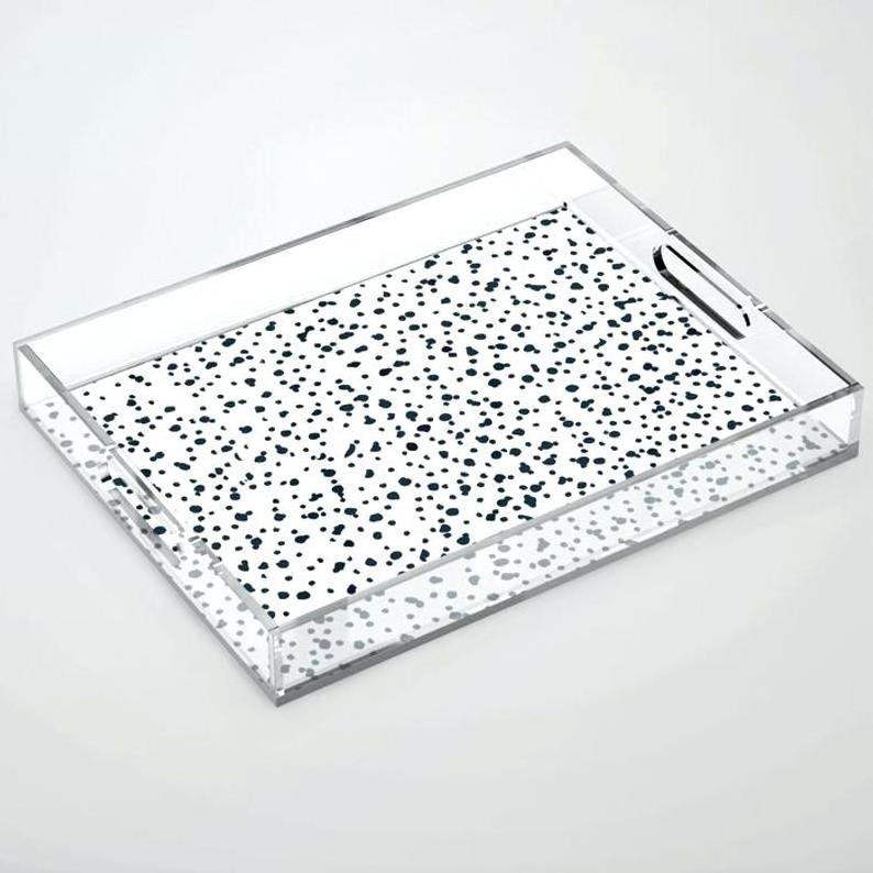 Plexiglass acrylic paper insert tray crystal square acrylic serving tray with round handles in China