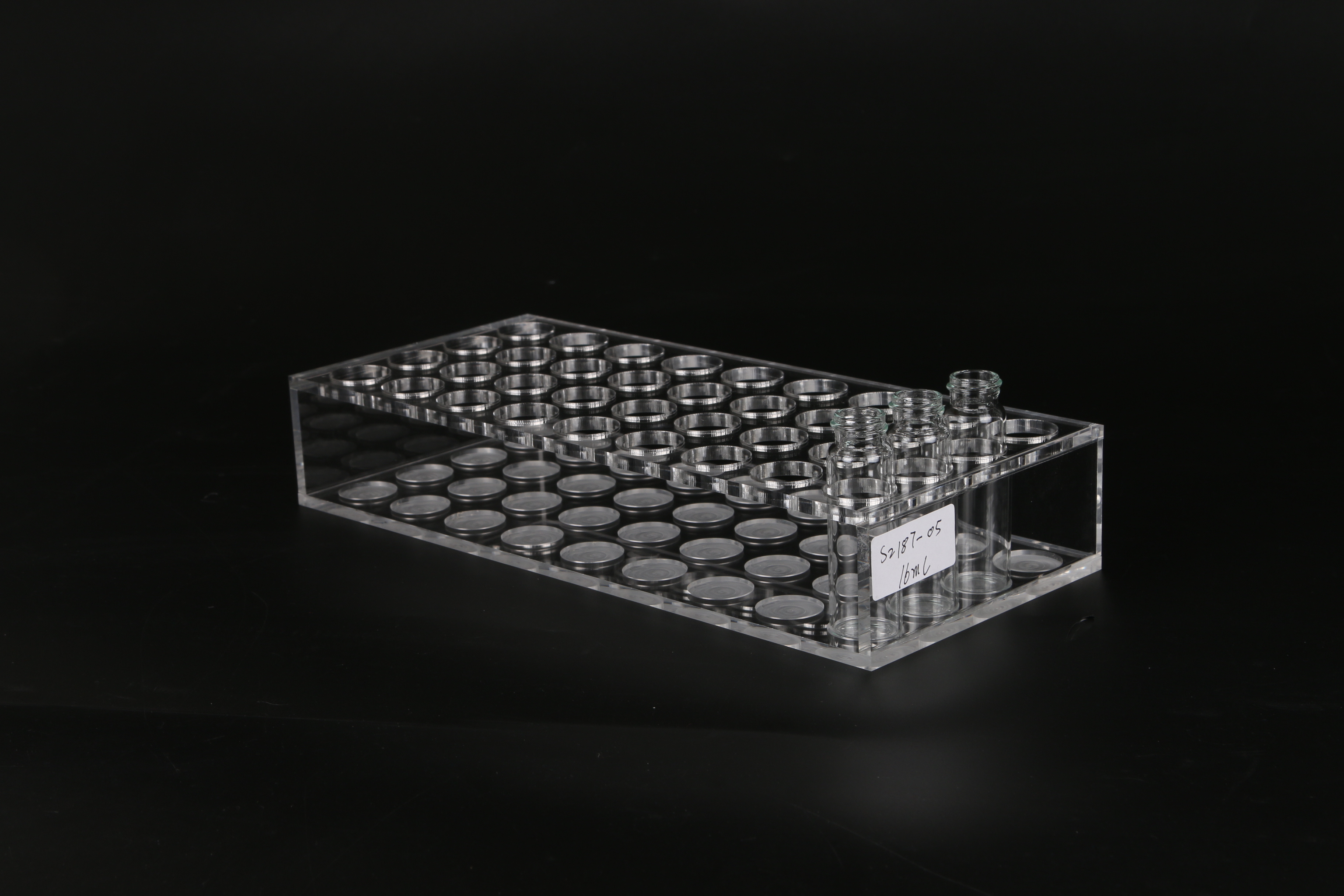 2 Layers Metal Test Tube Rack Detachable Syringe Storage Holder Clear Black Acrylic Reagent Vial Rack for Lab and Hospital