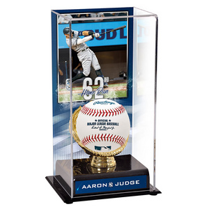 Black Base Acrylic Baseball Display Case Gold-Colored Glove Autographed Sport Ball Holder Box With Image