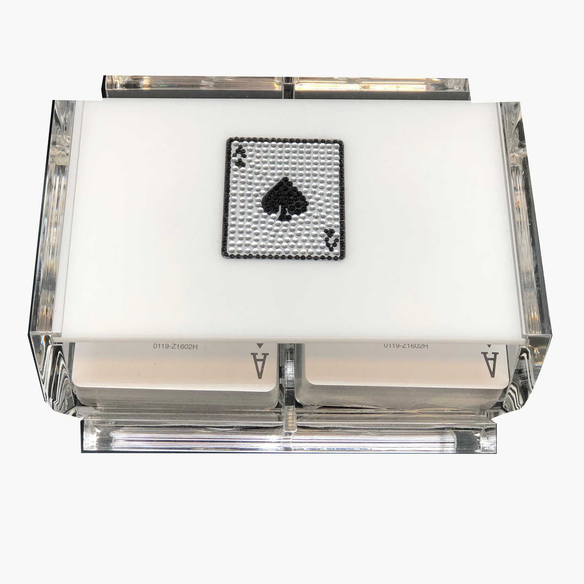 Canasta Card Acrylic Holder Tray for 2 Decks of Playing Cards Acrylic Box with Sliding Lid