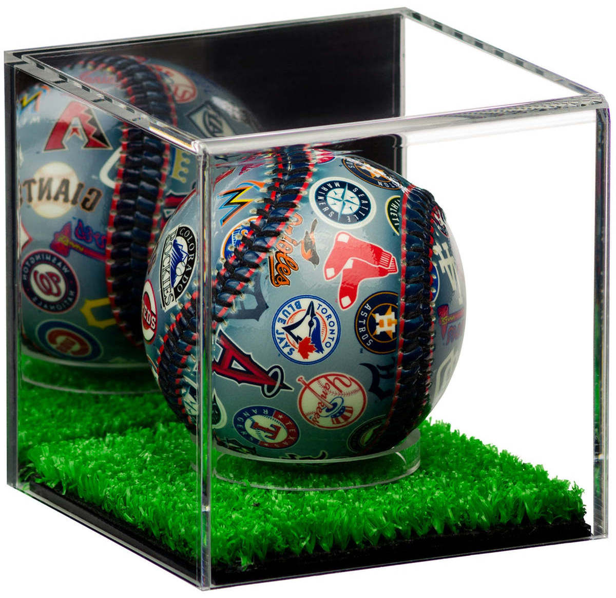 Acrylic Baseball Tennis Ball Display Case Trophy Stand Baseball Storage Box Container with Mirror Back