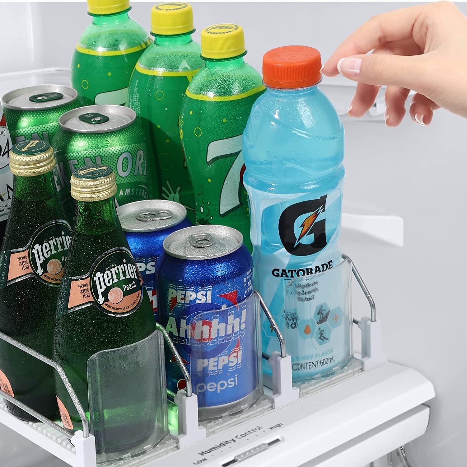 Large Capacity Beverage Can Dispenser Durable and Sturdy Soda Can Organizer Plastic Spring Loaded Shelf Pusher System Organizer