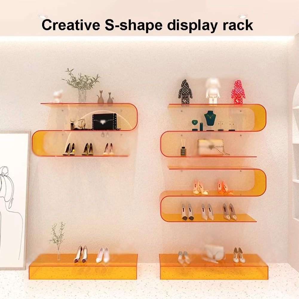 Wall-Mounted Floating Sneaker Display Rack Large Fluorescent Acrylic Hats Bags Holder Floating Sport Shoe Shelves