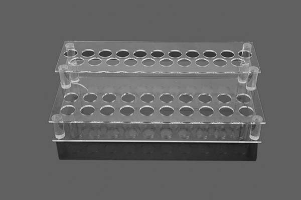 2 Layers Metal Test Tube Rack Detachable Syringe Storage Holder Clear Black Acrylic Reagent Vial Rack for Lab and Hospital