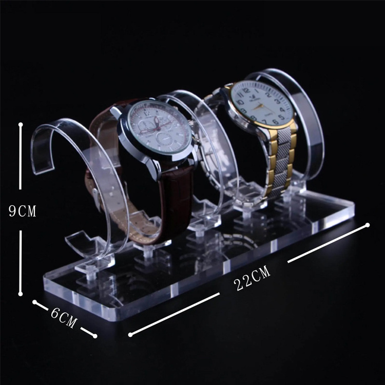 Clear Acrylic Watch Display Stand Counter Wrist Watch Holder Rack Flexible C Clip Jewelry Bracket Showcase Quartz Watch Shelf