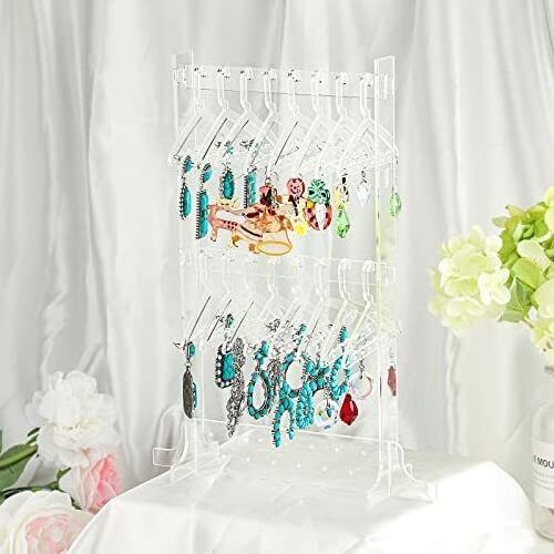 Detachable Clear Acrylic Earring Holder Eardrop Jewelry Display Stands With Mini Hangers For Earrings Necklace Ring Bracelet