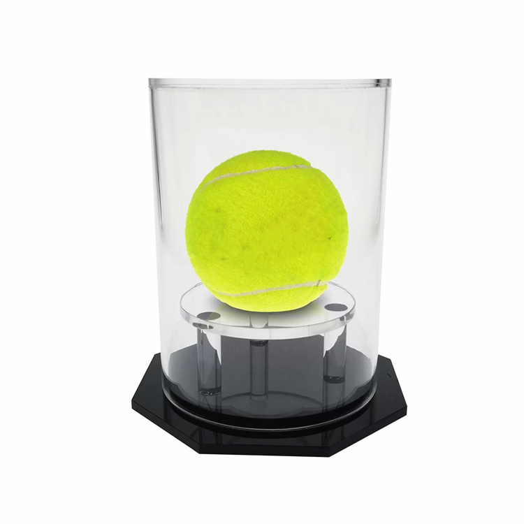 UV-Protected Acrylic Baseball Display Case Round Glossy Black Base Plexi Memorabilia Sport Single Ball Holder Box