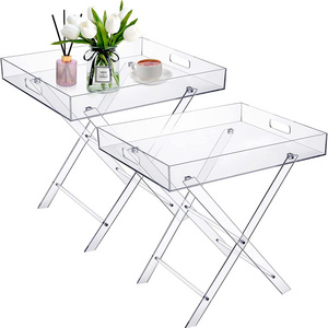 Clear Acrylic Folding Tray Acrylic Side Table TV End Table  Tray for Living Room Bed Room Office Kitchen