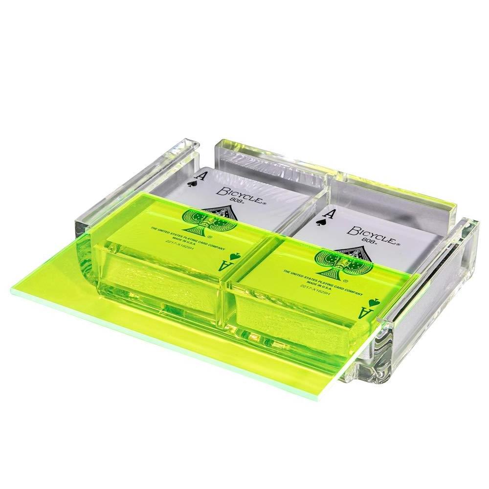 Colorful Sliding Acrylic 2 Decks Of Playing Card Deck Case Rummy Organizer Box Canasta Card Holder Tray