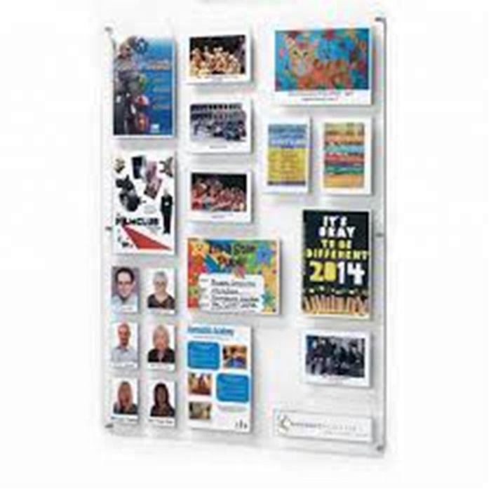 6 Pocket Wall Mount Poster Panels White Acrylic Frames