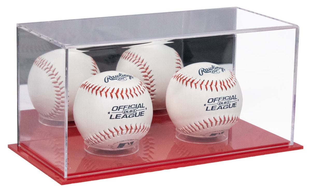 black base Acrylic Double Baseball Display box Rubber feet plexiglass Sports Memoriablia ball holder collectible baseballs Case