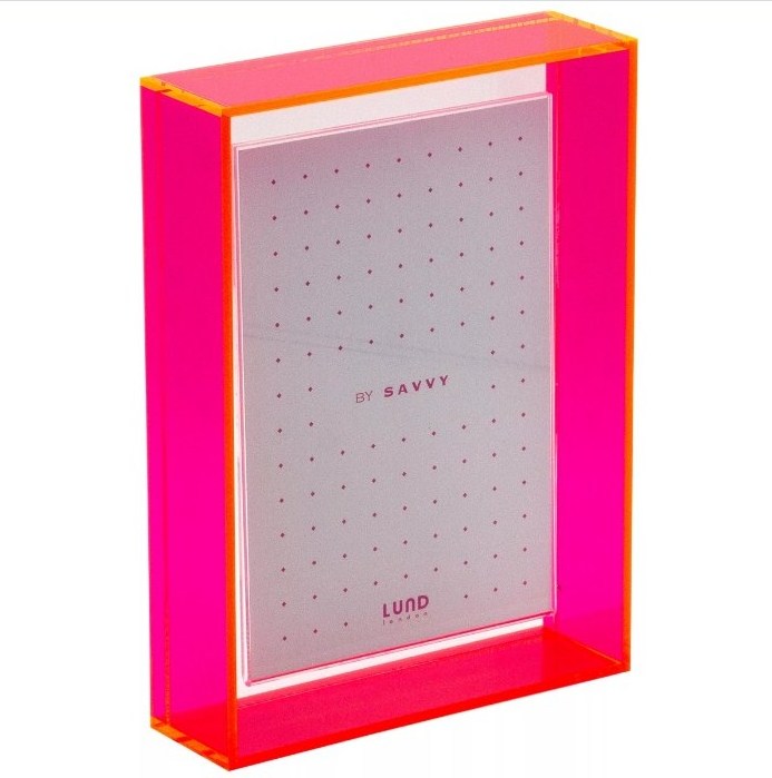 5x7 Neon Orange Neon Pink Desktop Acrylic Frame Fluorescent Lucite Base Box Shadow Frame Magnetic Floating Cadre Photo Frames