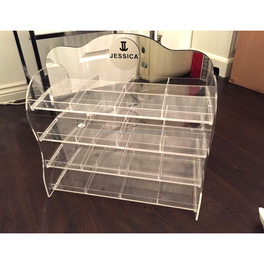 Bespoke Clear 5 Layers Acrylic Nail Polish Display Shelf Perspex Nail Polish Rack Assembly Acrylic Manicure Bottle Storage Stand