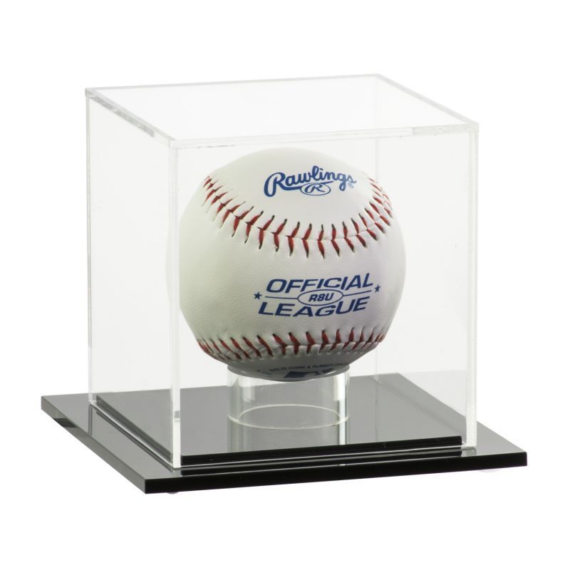 Black Base Acrylic Baseball Display Case UV Protection Plexiglass Single Baseball Box With Clear Perspex Ring