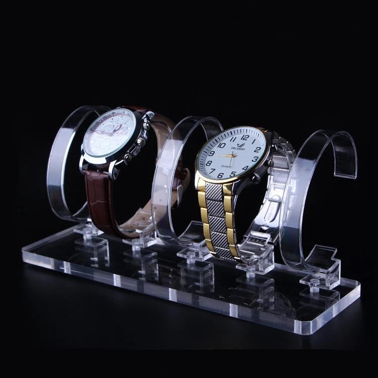 Clear Acrylic Watch Display Stand Counter Wrist Watch Holder Rack Flexible C Clip Jewelry Bracket Showcase Quartz Watch Shelf