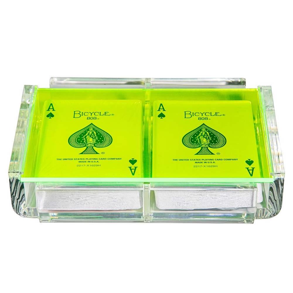 Colorful Sliding Acrylic 2 Decks Of Playing Card Deck Case Rummy Organizer Box Canasta Card Holder Tray