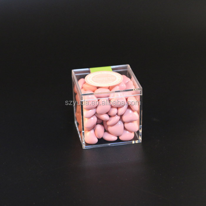 5.5x5.5x5.5cm clear candy favor boxes high transparent engraving laser cut acrylic box with lid