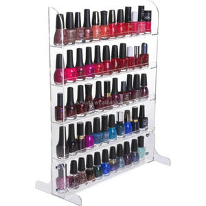 Bespoke Clear 5 Layers Acrylic Nail Polish Display Shelf Perspex Nail Polish Rack Assembly Acrylic Manicure Bottle Storage Stand