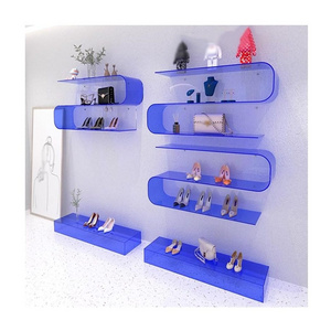 Wall-Mounted Floating Sneaker Display Rack Large Fluorescent Acrylic Hats Bags Holder Floating Sport Shoe Shelves