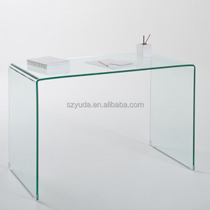 Acrylic Furniture Wholesale Hot Bending Curved Custom Acrylic Glass Green Living Room Table Long Console Table