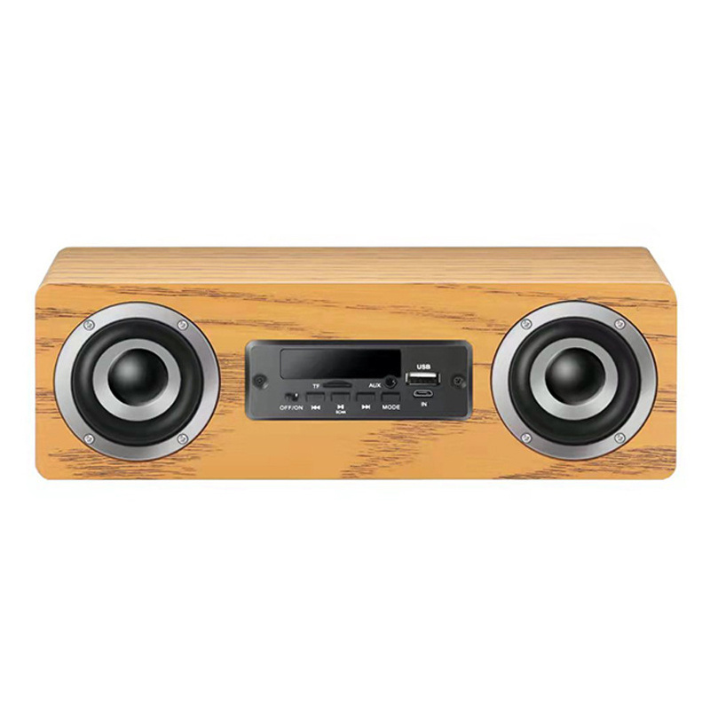 Wooden subwoofer portable wireless speaker stereo sound home theatre music player heavy bass FM radio speaker