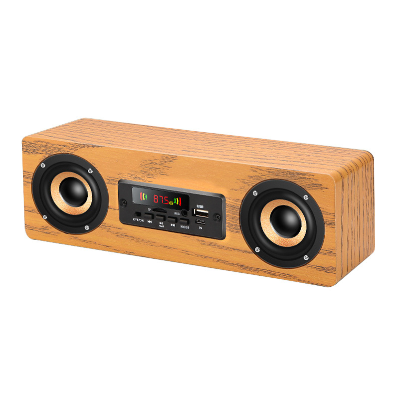 Wooden subwoofer portable wireless speaker stereo sound home theatre music player heavy bass FM radio speaker