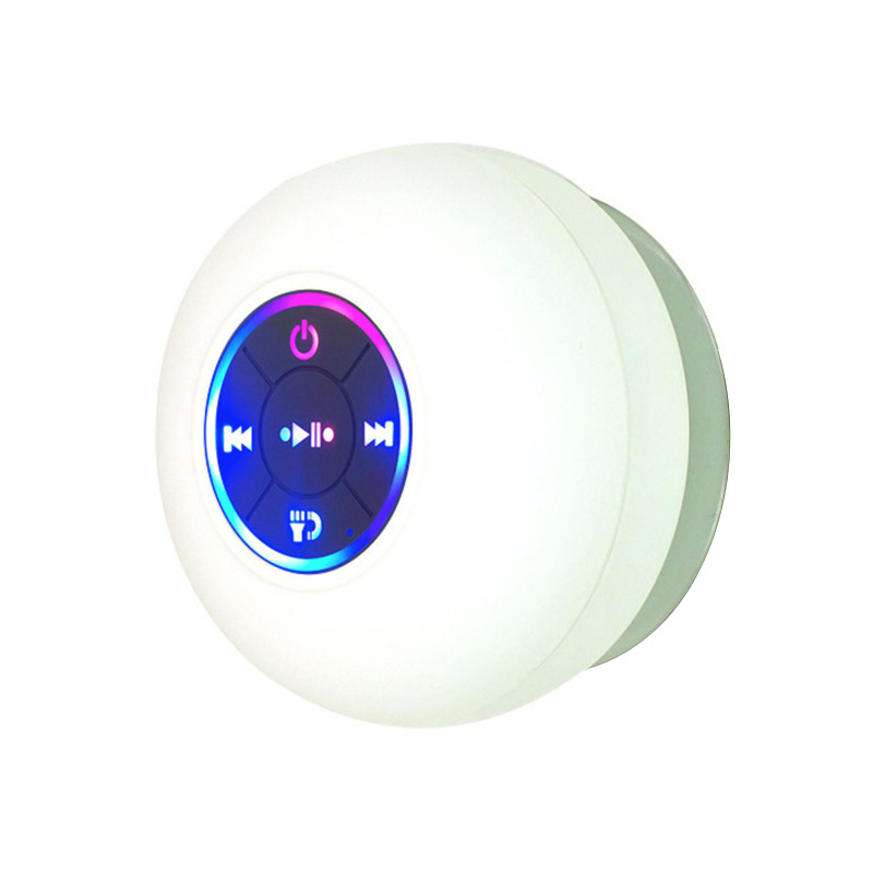 Hot sale promotion portable cheap shower waterproof sucker wireless speaker LED flashing light wireless music speaker