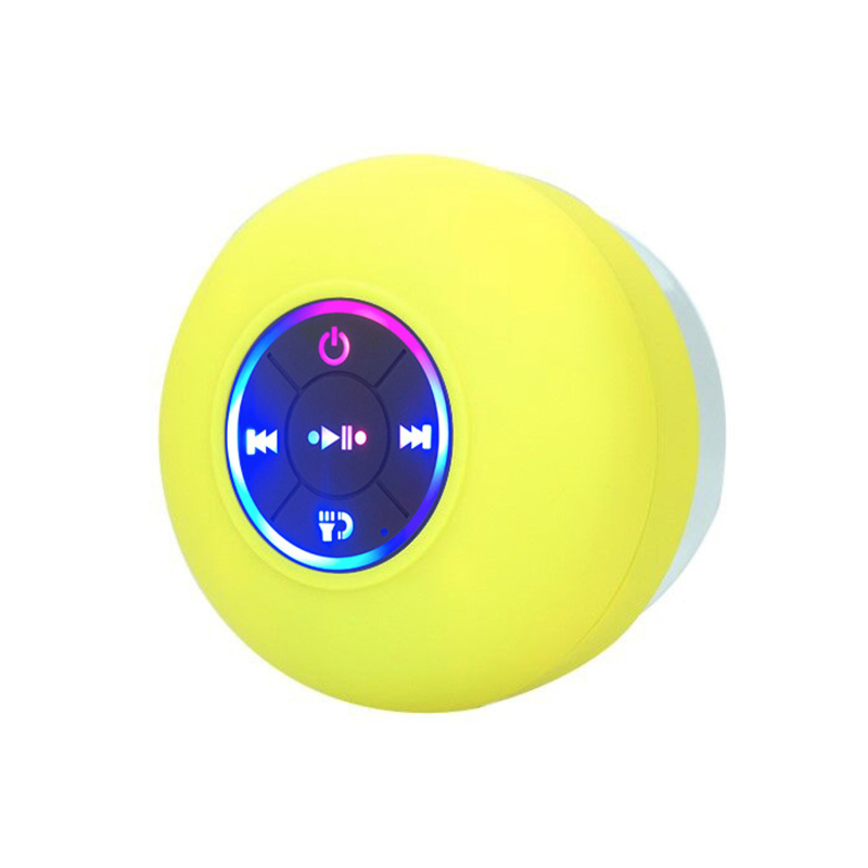 Hot sale promotion portable cheap shower waterproof sucker wireless speaker LED flashing light wireless music speaker