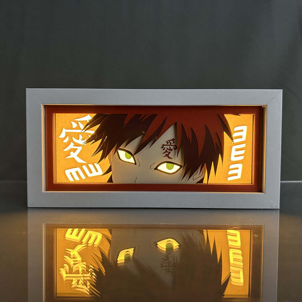 Narutos Anime Light Box MDF Wood Frame Laser Paper Cut Shadow Box Led Nightlight for Bedroom Decor