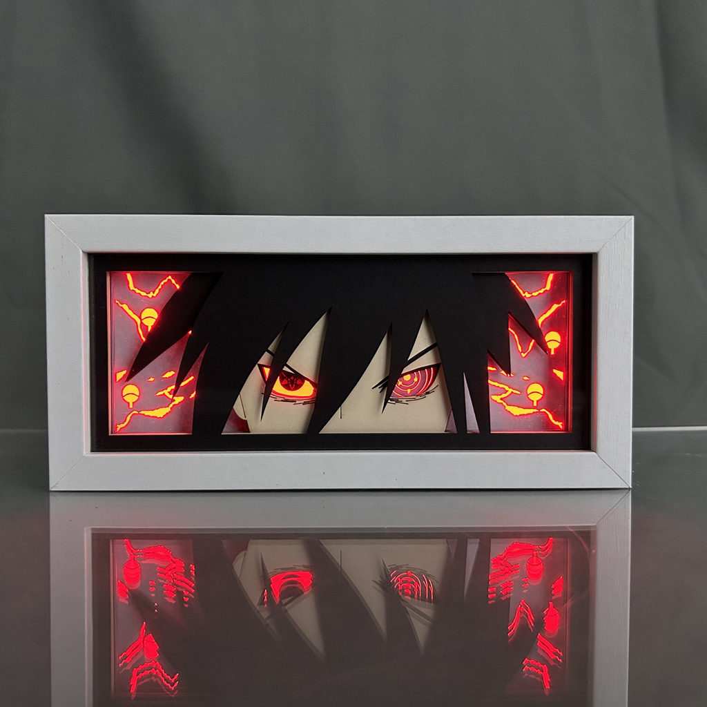 Narutos Anime Light Box MDF Wood Frame Laser Paper Cut Shadow Box Led Nightlight for Bedroom Decor