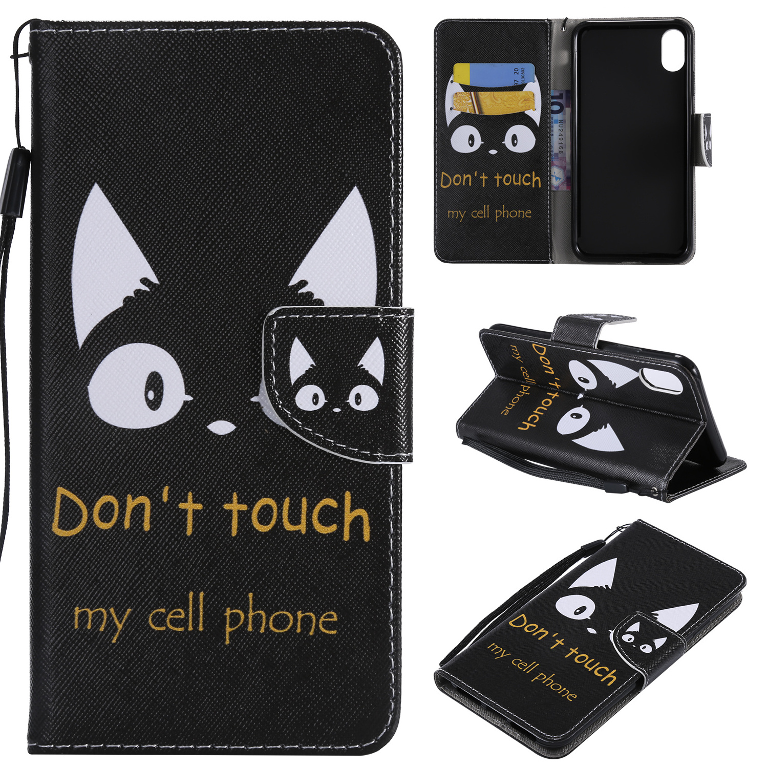 Don't touch cat Wallet leather case Phone cases For sony Z6 XZ Z5 XZ1Z3 XZ2 xz3 XA3 XZ4 Premium Compact Coque Back Cover A6507