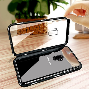 For Samsung Galaxy A7 2018 Note 9 8 S8 S9 Plus J6 J4 Cover Shell magnet Bumper coque armor Metal Magnetic Glass Case