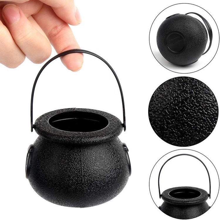 Plastic Mini Black Witch Cauldron for Wizard Party Halloween St Patrick's Day