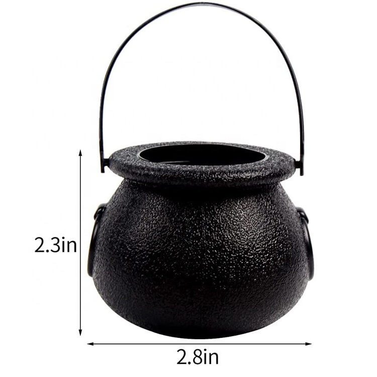 Plastic Mini Black Witch Cauldron for Wizard Party Halloween St Patrick's Day