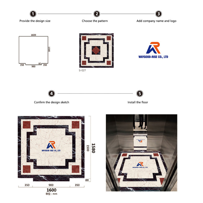 Customized Lift Square 2mm 3mm Pvc Floor Design Pvc Elevator