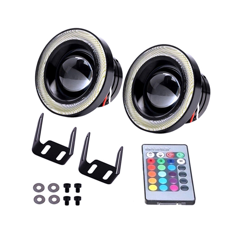 30W RGB Fog Light Angel Eyes COB DC12V Waterproof Daytime Running Lights 2.5