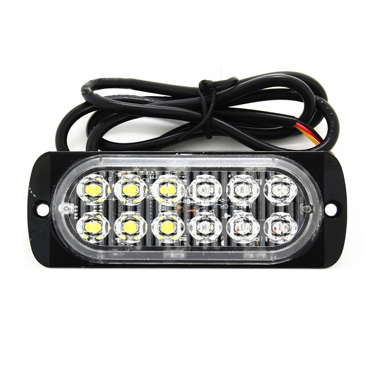 For Truck Side Warning Light 12LED Strobe Light 36W Amber White 12-24V