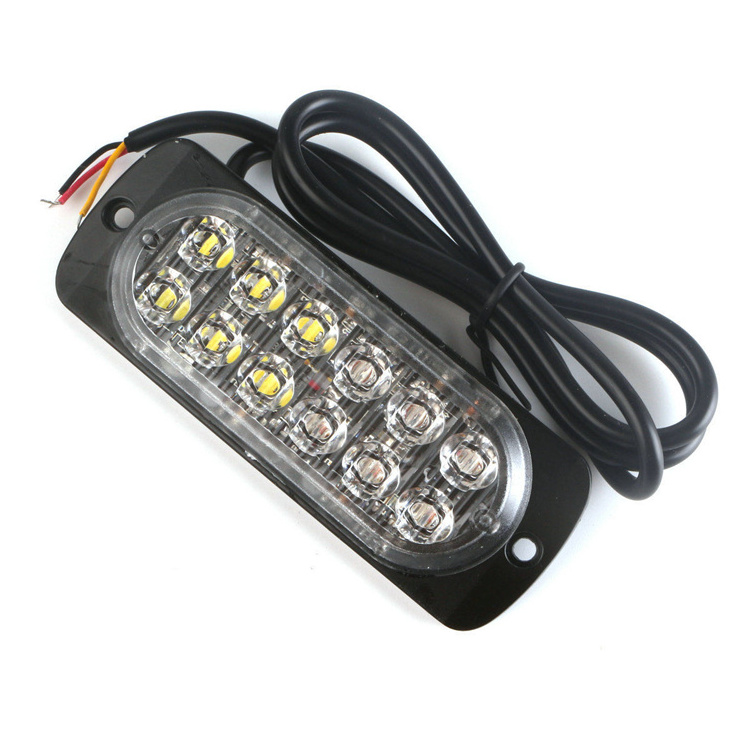 For Truck Side Warning Light 12LED Strobe Light 36W Amber White 12-24V