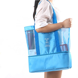 Wholesale collapsible outdoor Beach Picnic Cooler Bag With Bottom Cooler Compartment