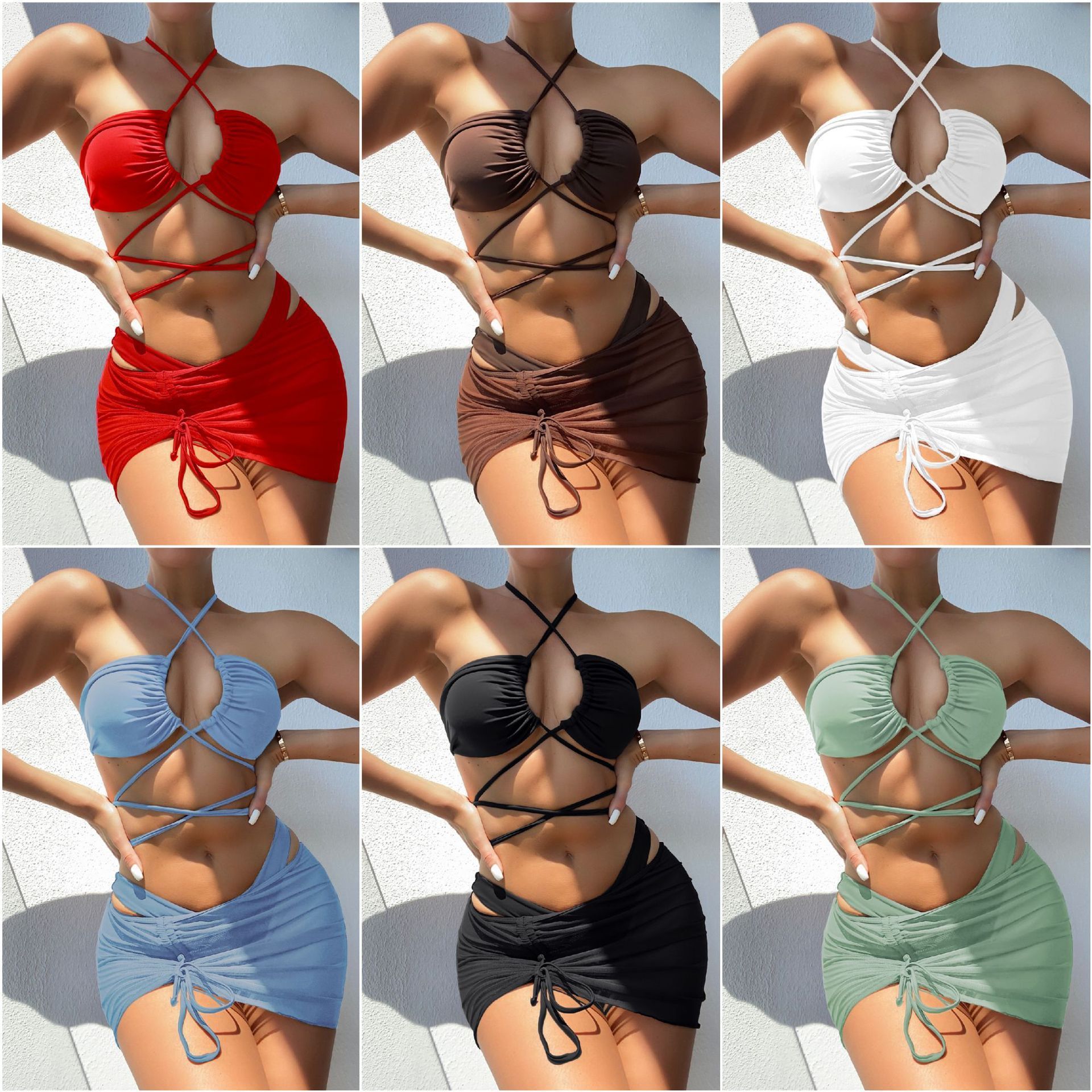 Custom LOGO New Design Bikini Sexy Micro Mini 3 Piece Women's Swimwear Mesh Swimsuit Sexy Bikinis&Beachwear