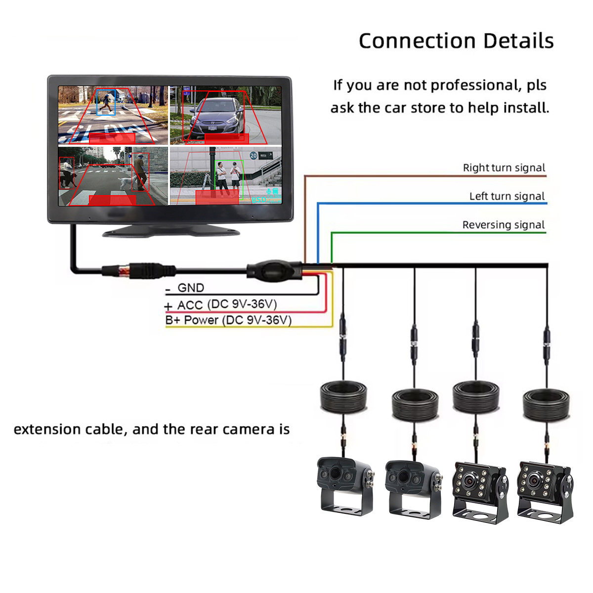 Monitor For Truck Rv Bus 10 Inch Bus Monitoring 4 Way Camera System Monitoring  BSD Blind Area Camera For BUS TRUCK