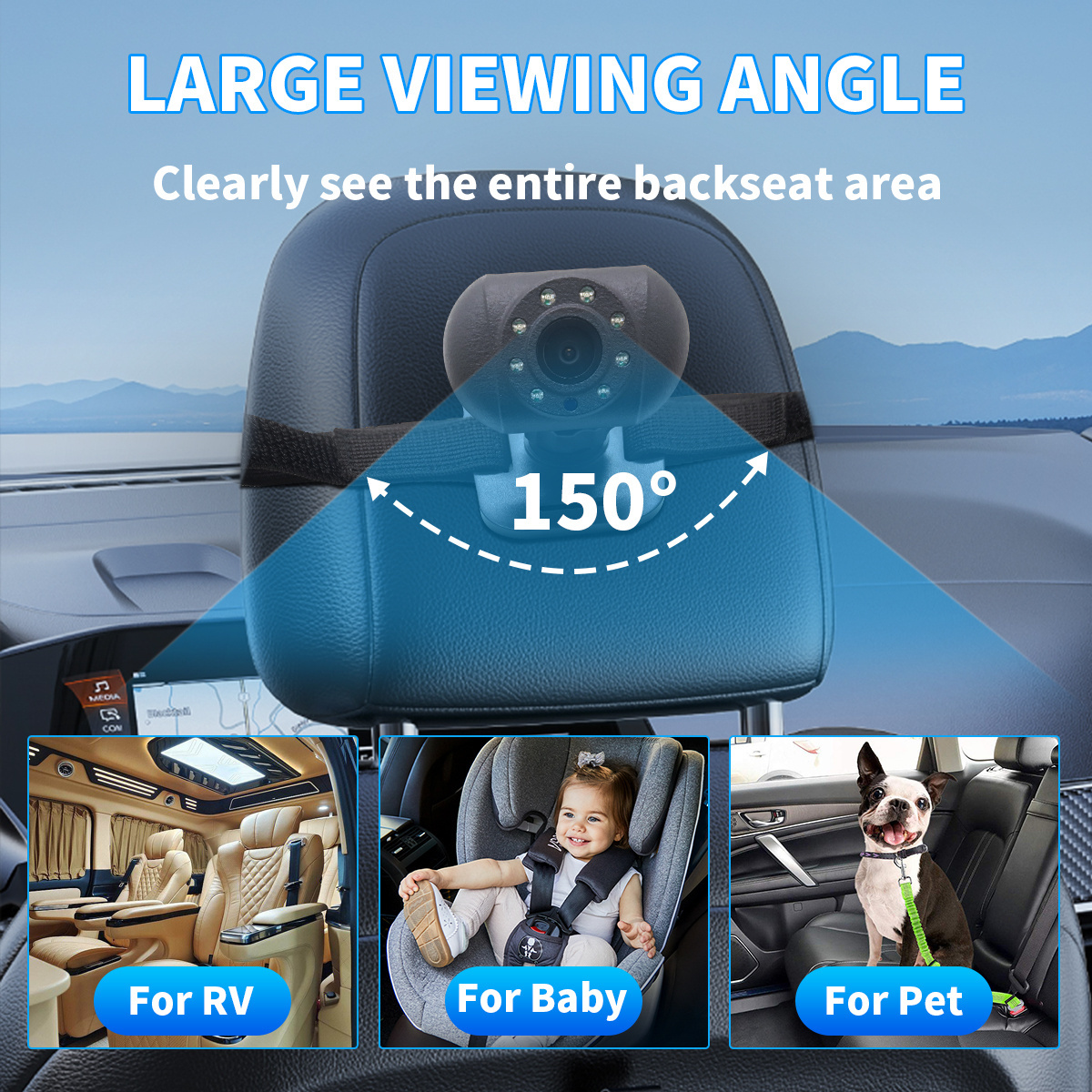 wireless 4.3/5 inch 1080P Baby Child Car Seat Mirror Safety Back Seat Monitor with Night Vision Camera