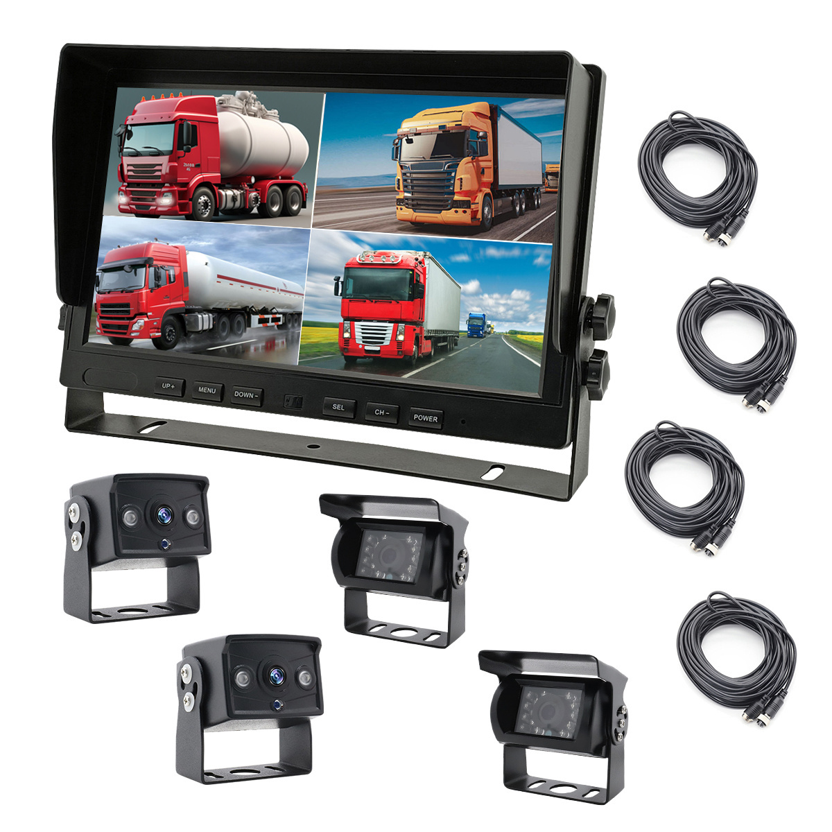 10.1 Inch Quad  7 inch Screen 12V Rear View Bus Heavy Duty 24V Forklift RV Truck Vehicle AHD TFT 1080P 7 Inch HD LCD Car Monitor