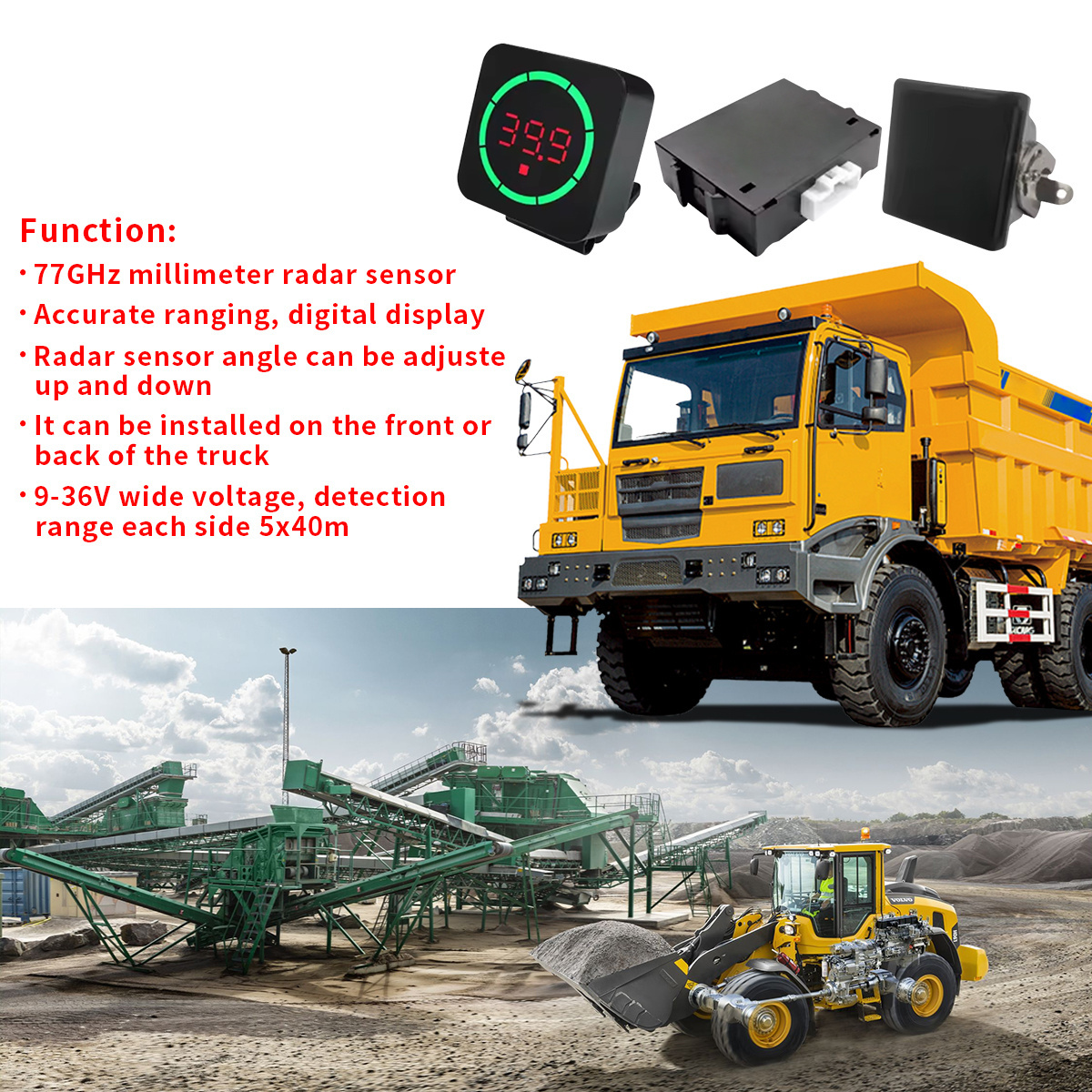 YWX 40m vehicle anti-collision avoidance proximity alarm system forklift proximity warning alarm system