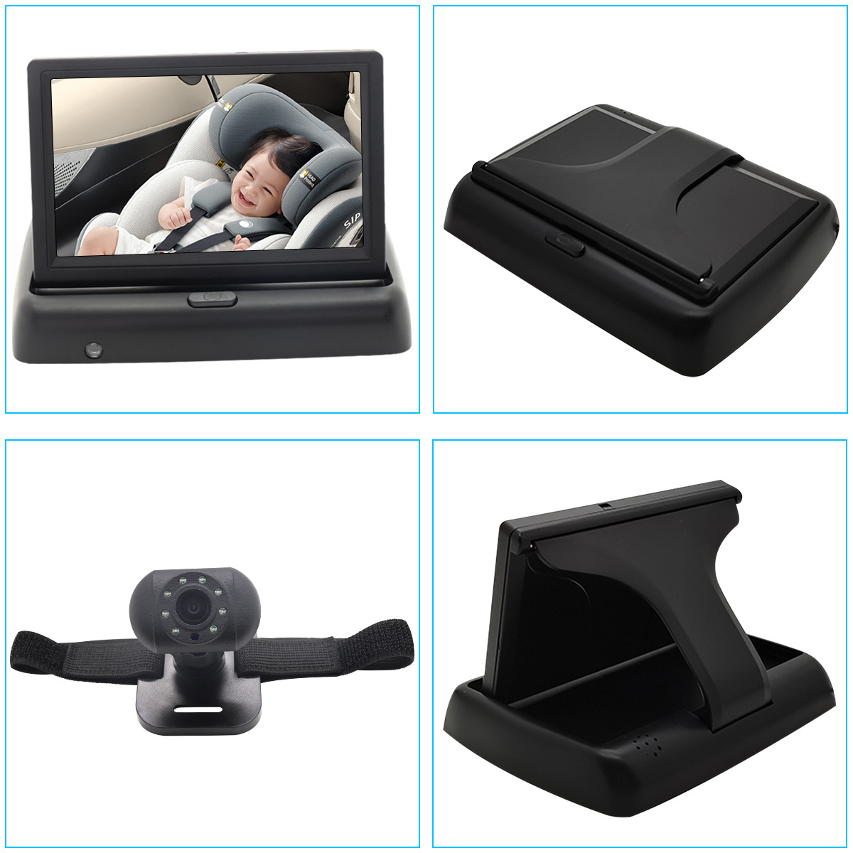 wireless 4.3/5 inch 1080P Baby Child Car Seat Mirror Safety Back Seat Monitor with Night Vision Camera