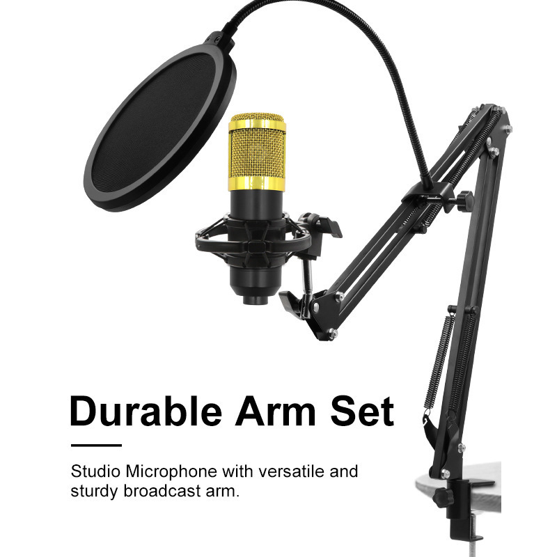 Professional V8s Sound Card Studio Recording Condenser Microphone Set Durable Arm Broadcast Live Stream Sound Card