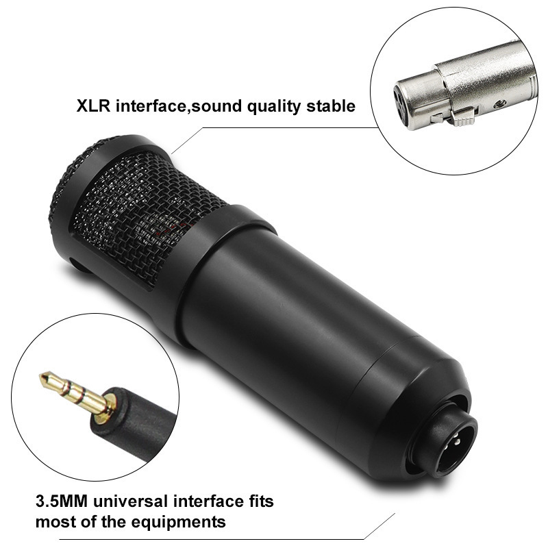 Professional V8s Sound Card Studio Recording Condenser Microphone Set Durable Arm Broadcast Live Stream Sound Card