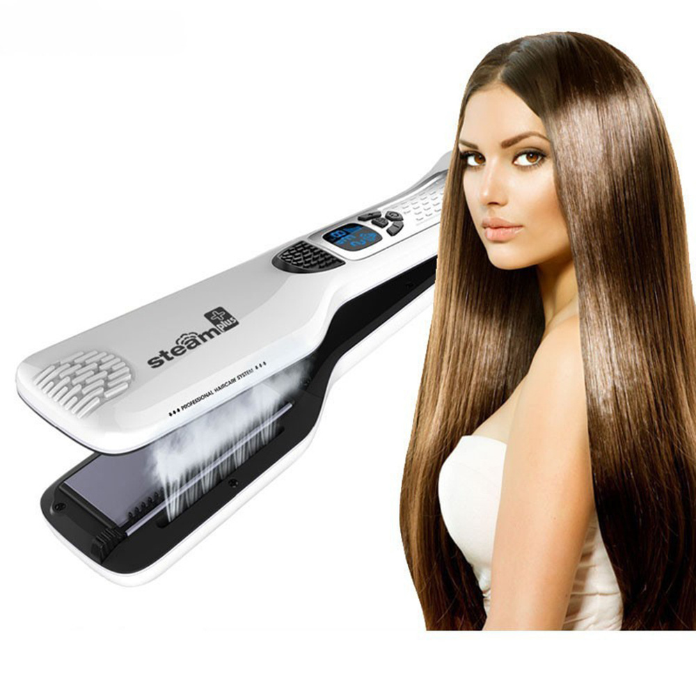 Professional Best Pro Steampod Steam Vapor hair Straightener 480f Flat Iron with logo salon Tourmaline LED Hair Straightener