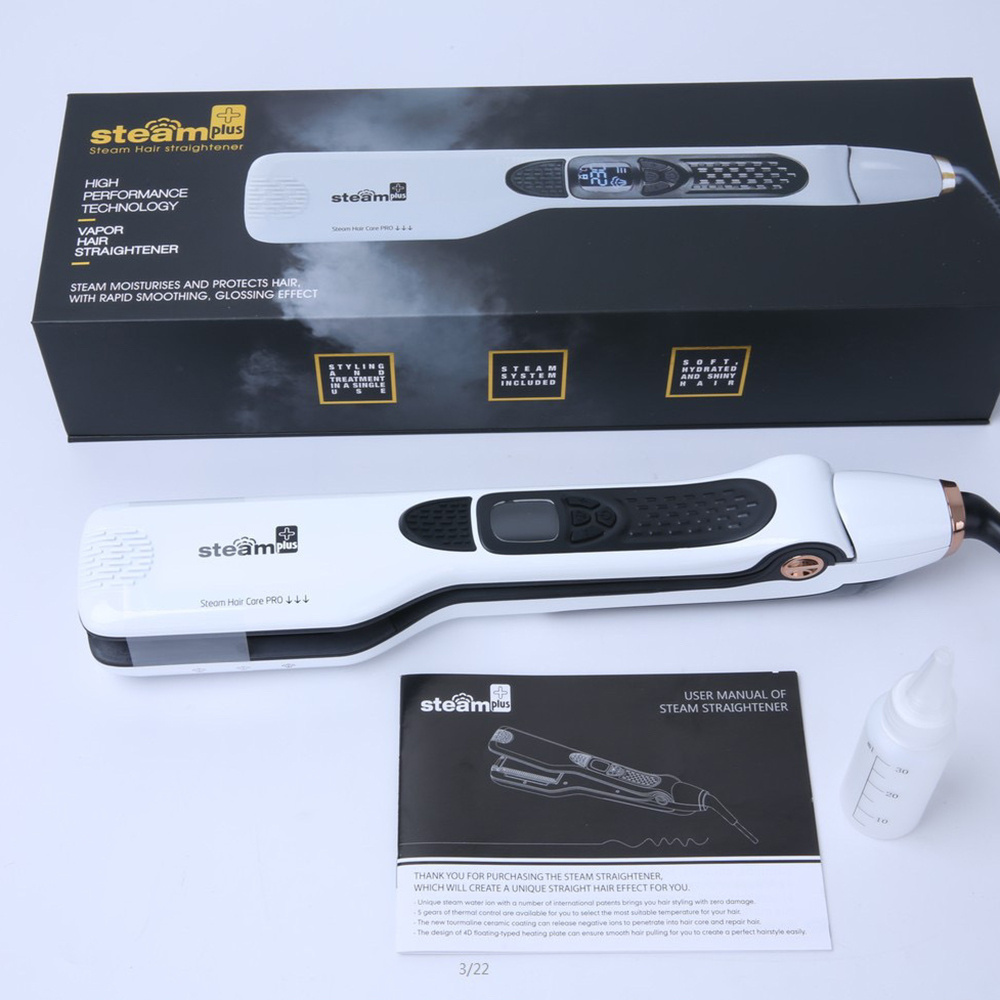 Professional Best Pro Steampod Steam Vapor hair Straightener 480f Flat Iron with logo salon Tourmaline LED Hair Straightener